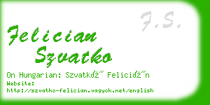 felician szvatko business card